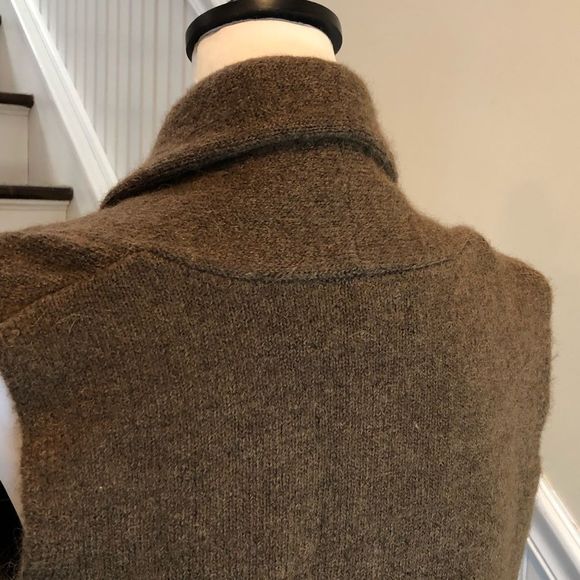 Color Block Long Thick Sleeveless Cardigan Sweater Vest Shawl Collar & Pockets - Picture 7 of 12